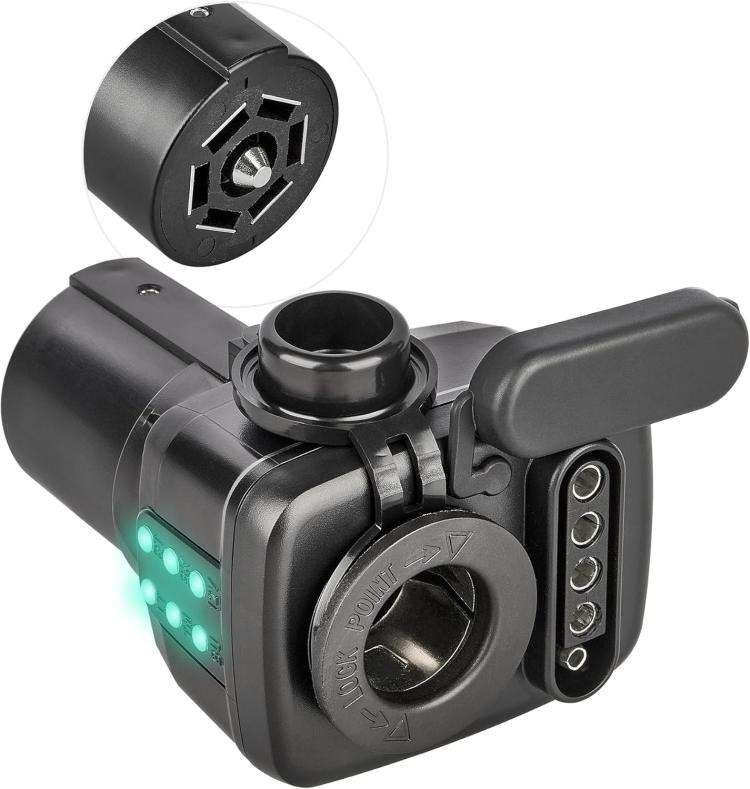 7 Pin to 12V Truck Cigarette Lighter Power Adapter with LED Circuit Tester