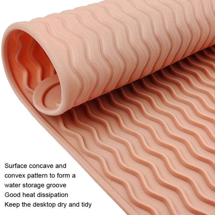 TPR Thickened Thermal Pad Wave Pattern Drain Anti-Slip Mat, Khaki Blue, Khaki Pink, Khaki Gray