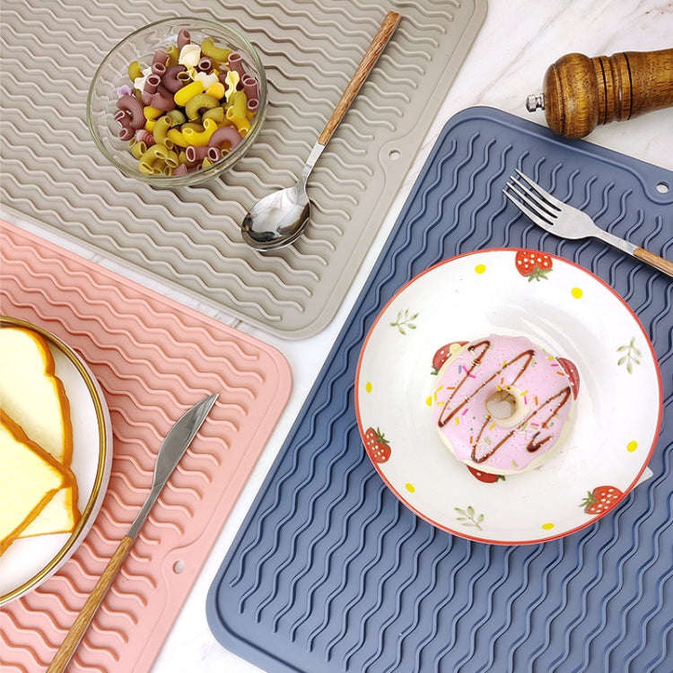 TPR Thickened Thermal Pad Wave Pattern Drain Anti-Slip Mat, Khaki Blue, Khaki Pink, Khaki Gray