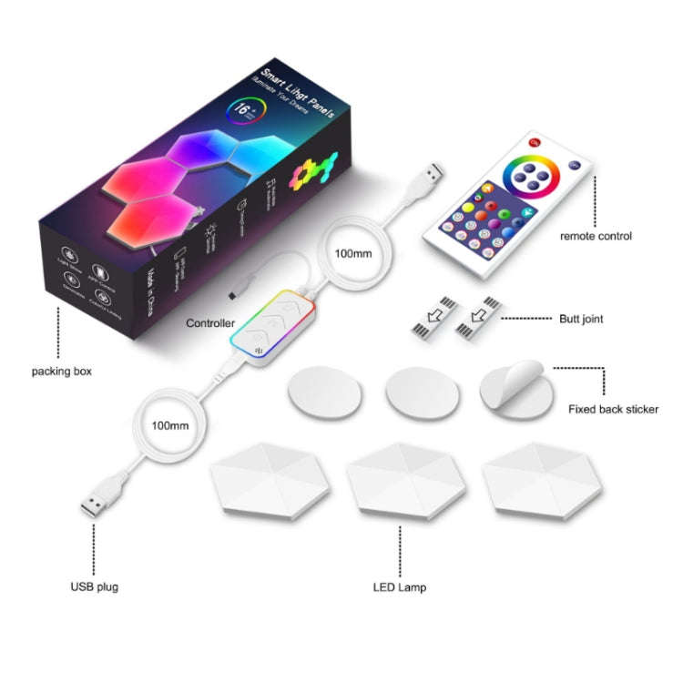 Gaming Ambient Light Smart Chiclet Backdrop Quantum Wall Light, Versions:, 3pcs Bluetooth, 6pcs B...