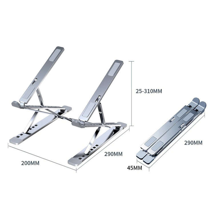 N8 Double-layer Foldable Lifting Aluminum Alloy Laptop Heat Dissipation Stand, N8 (Oxidized Silve...