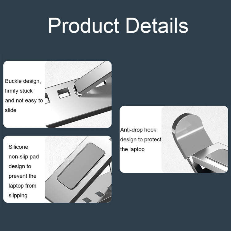 N8 Double-layer Foldable Lifting Aluminum Alloy Laptop Heat Dissipation Stand, N8 (Oxidized Silve...