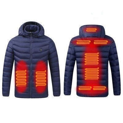 USB Winter Electric Heated Jacket Warm Thermal Jacket, 4 Zone Blue S, 4 Zone Blue M, 4 Zone Blue ...
