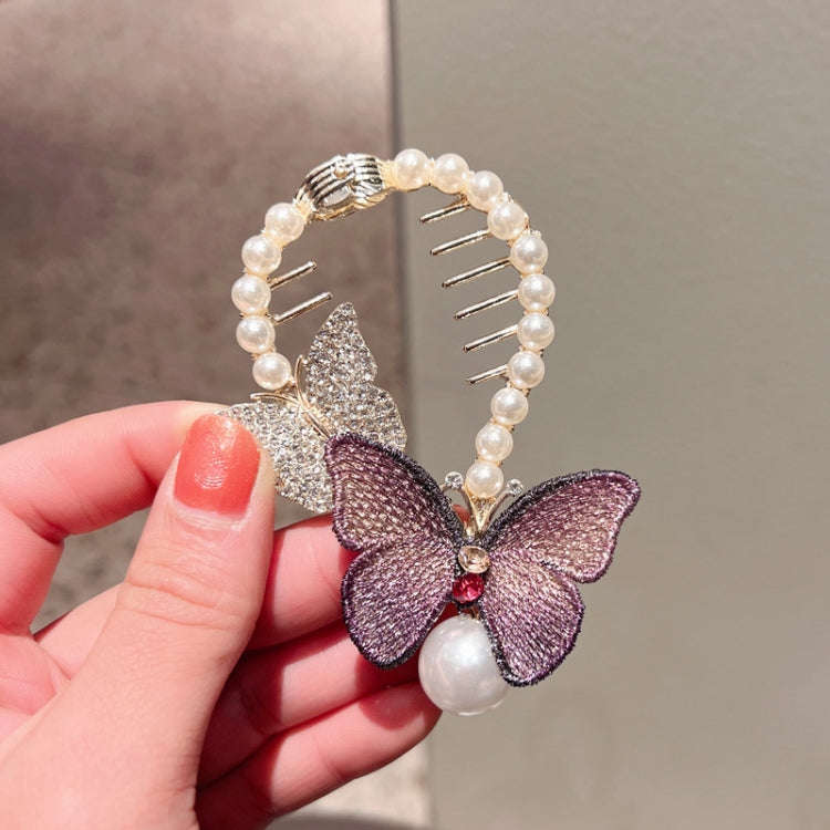 Rhinestone Butterfly Hair Clip Embroidered Ponytail Hair Clasp
