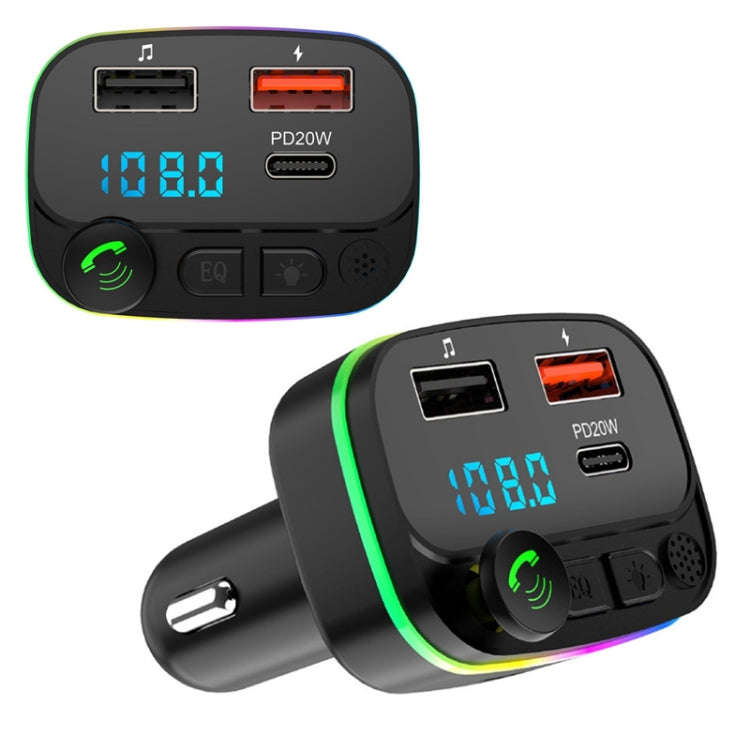 Car MP3 Bluetooth Hands-free Player Car FM Transmitter, P3-PD Fast Charging, P4-QC3.0
