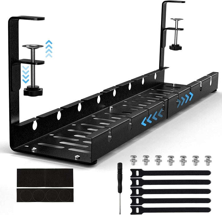 Stretchable Under Desk Cable Management Tray Carbon Steel Cable Organizer Cable Storage Rack, Str...