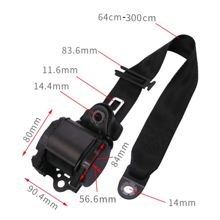 Universal 3-point Car Retrofit Seat Belt With Emergency Locking, Iron Bar Latch, Iron Buckle, Bra...