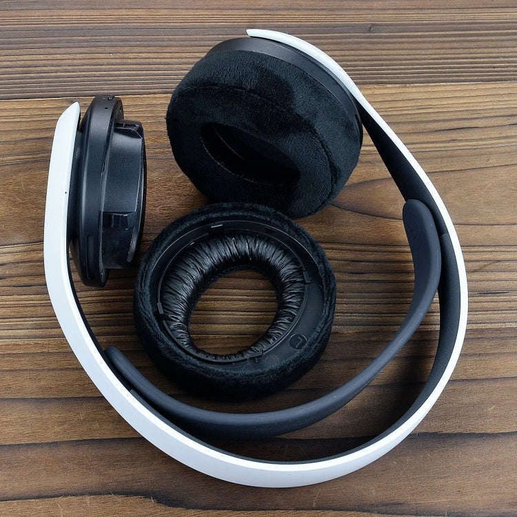 For Sony PS5 Wireless Pulse 3D 2pcs Headphone Replacement Earpads, Velvet, Burlap Gray, Football ...