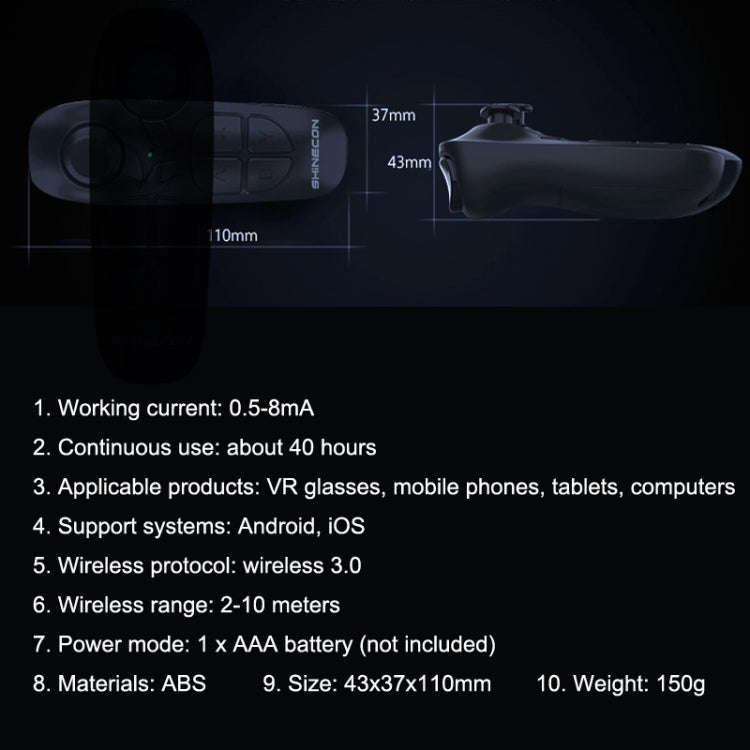 VR SHINECON SC-B03 VR Game Wireless Bluetooth Remote Control Handle Selfie Stick Remote Control V...