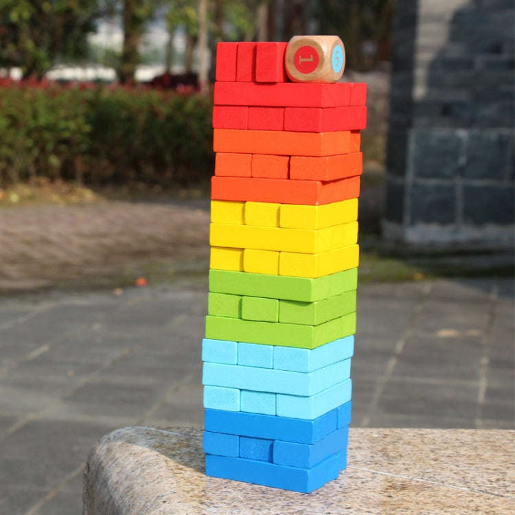 Colorful Stacked Tall Children Menochi Toy Desktop Game, 54pcs