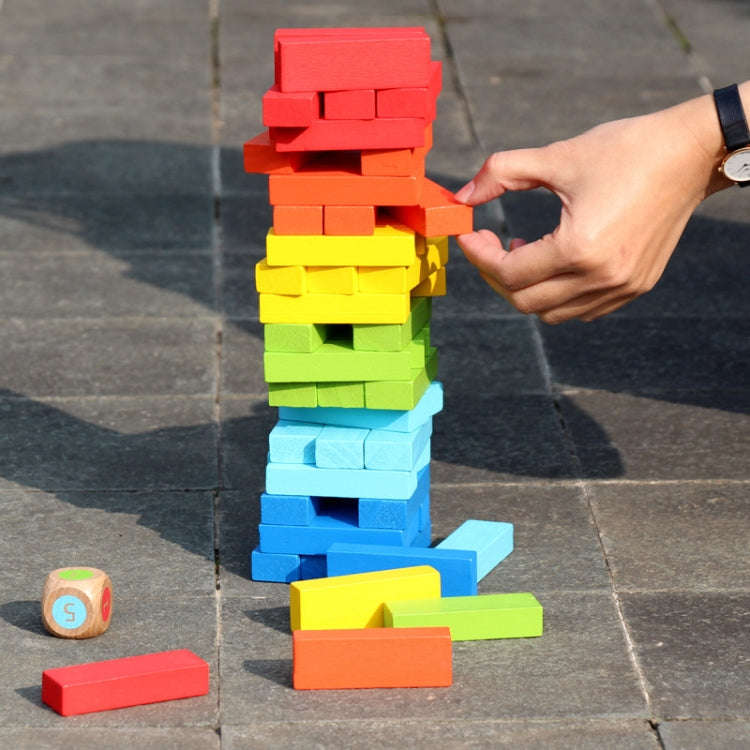 Colorful Stacked Tall Children Menochi Toy Desktop Game, 54pcs