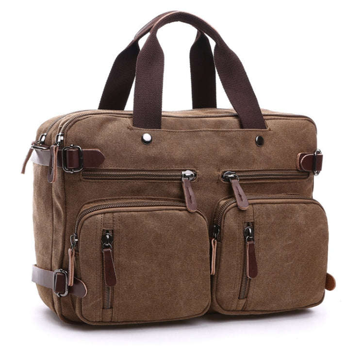 Casual Canvas Three-Purpose Business Briefcase Computer Bag, Coffee Large, Khaki Large, Dark Blue...