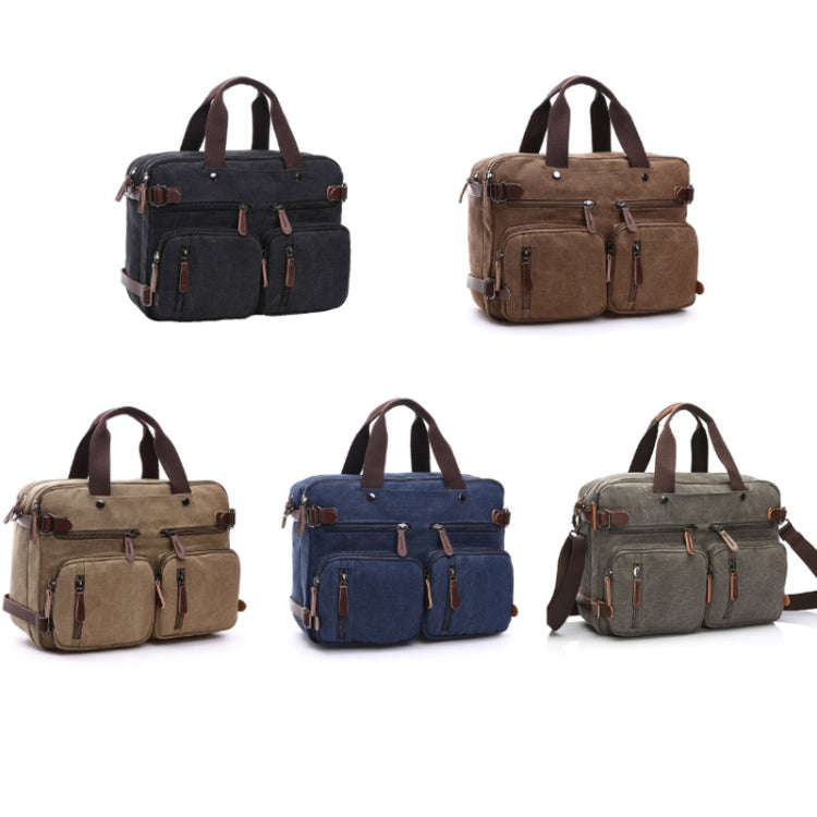 Casual Canvas Three-Purpose Business Briefcase Computer Bag, Coffee Large, Khaki Large, Dark Blue...