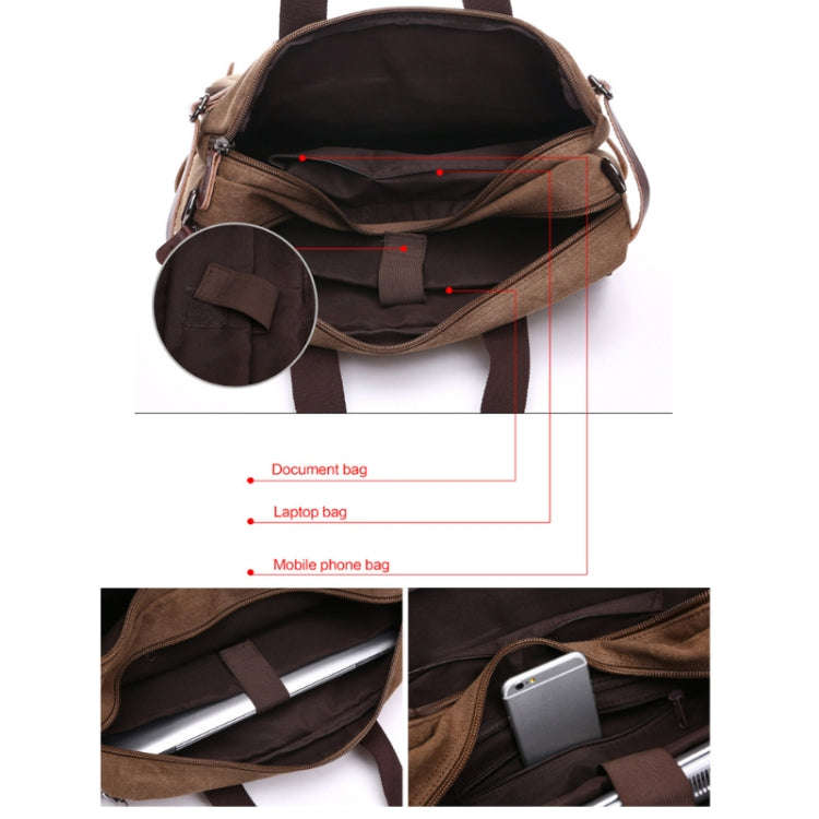 Casual Canvas Three-Purpose Business Briefcase Computer Bag, Coffee Large, Khaki Large, Dark Blue...
