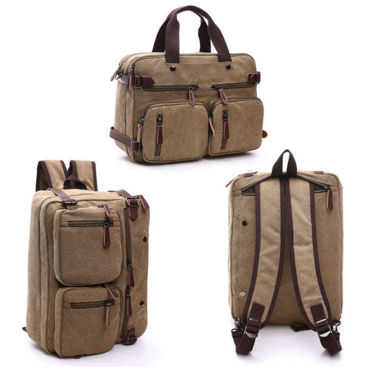 Casual Canvas Three-Purpose Business Briefcase Computer Bag, Coffee Large, Khaki Large, Dark Blue...
