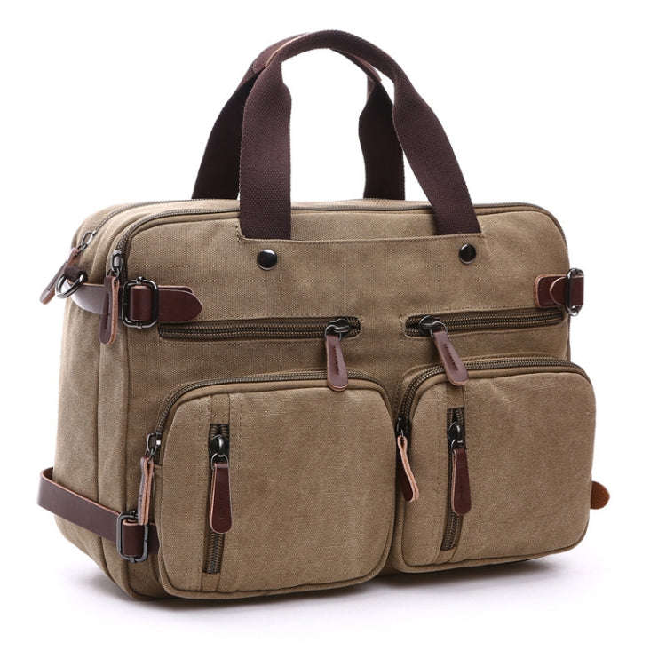 Casual Canvas Three-Purpose Business Briefcase Computer Bag, Coffee Large, Khaki Large, Dark Blue...