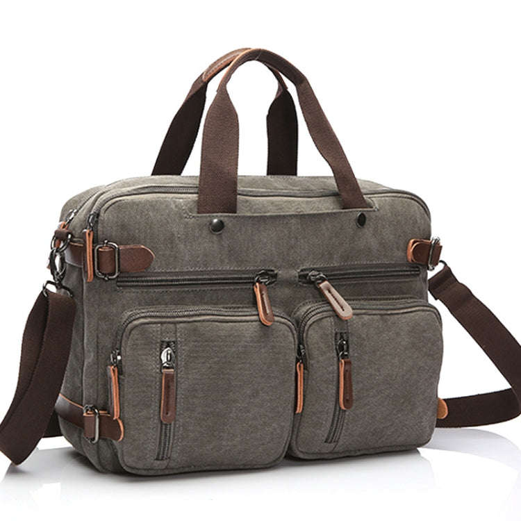 Casual Canvas Three-Purpose Business Briefcase Computer Bag, Coffee Large, Khaki Large, Dark Blue...