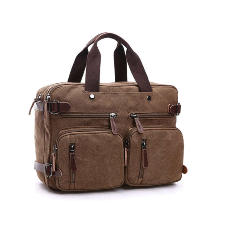 Casual Canvas Three-Purpose Business Briefcase Computer Bag, Coffee Large, Khaki Large, Dark Blue...