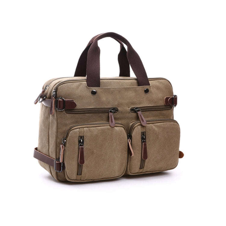 Casual Canvas Three-Purpose Business Briefcase Computer Bag, Coffee Large, Khaki Large, Dark Blue...