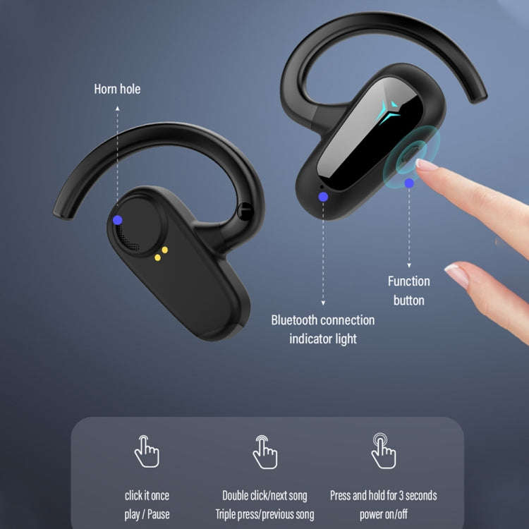 Bone Conduction Concepts Digital Display Stereo Bluetooth Earphones, Style:, Single Ear