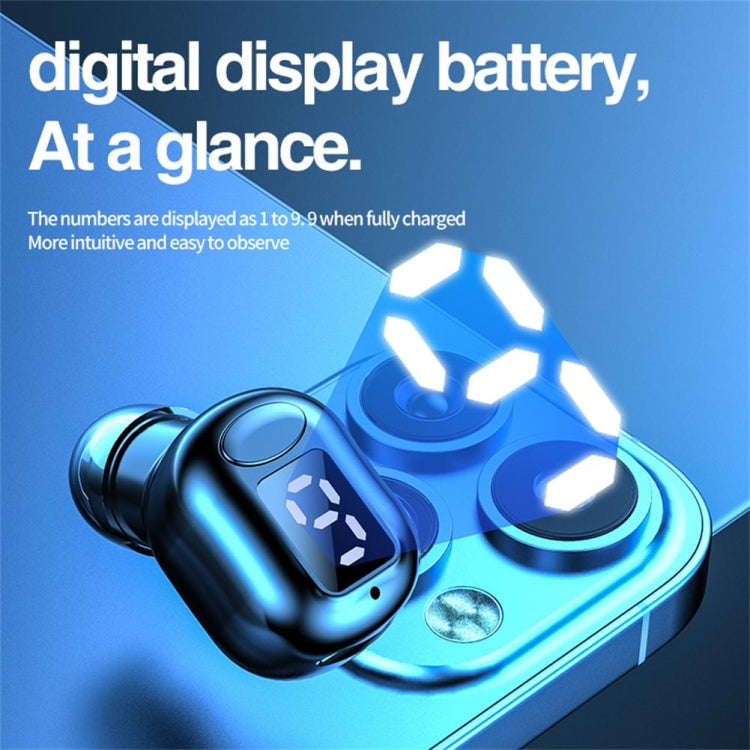 M5 Digital Display Bluetooth Headset Mini In-ear Invisible Headphones, M5 Black, M5 White, M5 Ski...