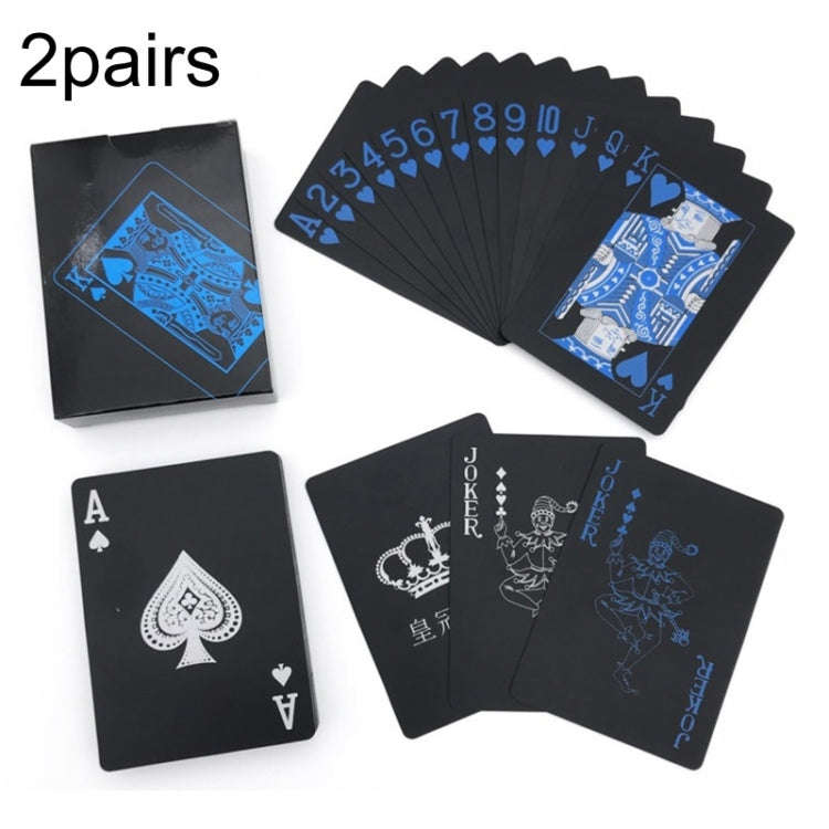 2pairs 54pcs Waterproof Plastic Poker Table Games Cards PVC Magic Playing Cards, Blue, Red