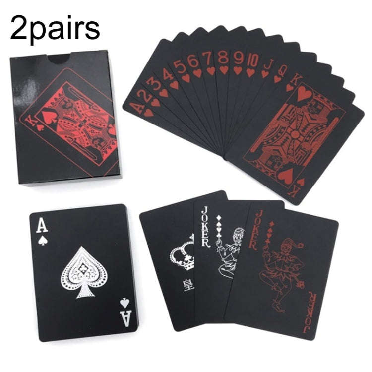 2pairs 54pcs Waterproof Plastic Poker Table Games Cards PVC Magic Playing Cards, Blue, Red