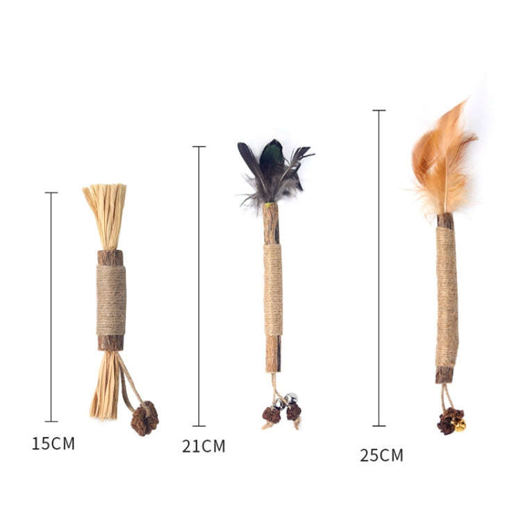 Cat Teething Stick Toy Teeth Cleaning Catnip Teasing Stick, 5pcs Lafite, 5pcs Black Feathers, 5pc...