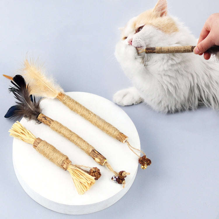 Cat Teething Stick Toy Teeth Cleaning Catnip Teasing Stick, 5pcs Lafite, 5pcs Black Feathers, 5pc...