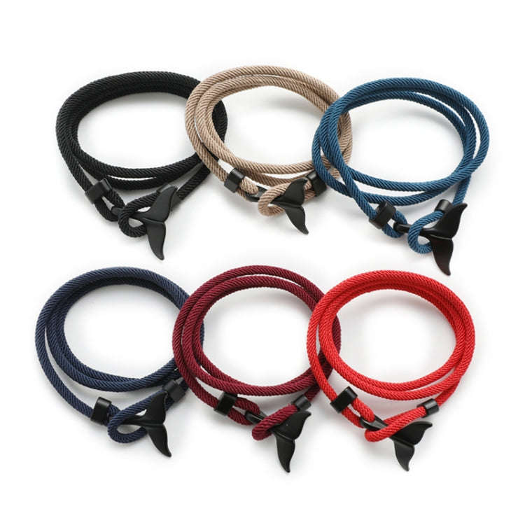 5pcs Whale Tail Braided Hand Rope Double Live Buckle Adjustable Bracelet, 5pcs Light Blue, 5pcs B...
