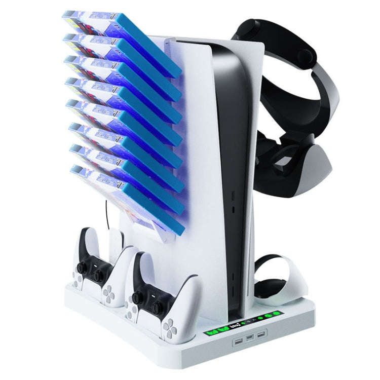 For PS5 ipaly Host Multifunctional Cooling Base VR2 Handle Charging Stand Disc Storage Rack, HBP-...