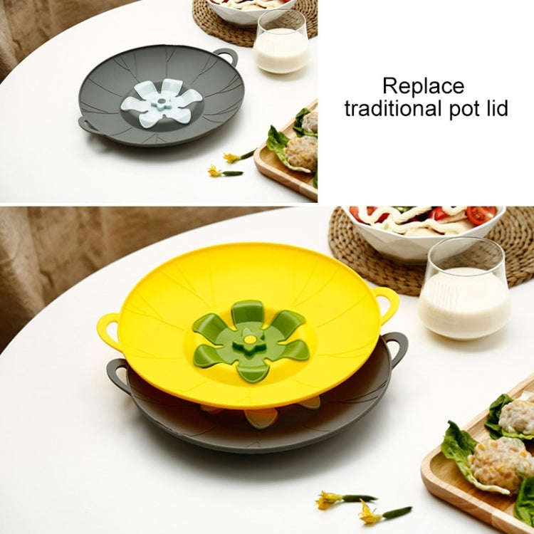 Silicone Flower Spill-proof Pot Lid Rotatable Pot Lid Kitchen Gadget, Size:, 23cm Yellow
