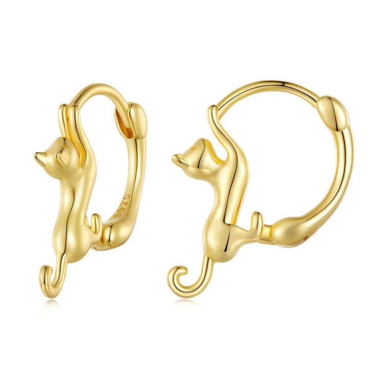 Sterling Silver S925 Diamond Stretch Cat Stretch Earrings, Size:, Small Platinum Plated, Large Pl...