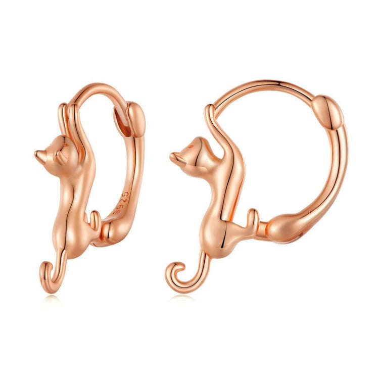 Sterling Silver S925 Diamond Stretch Cat Stretch Earrings, Size:, Small Platinum Plated, Large Pl...