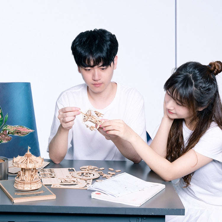 3D Three -Dimensional Puzzle Board Children Wood Puzzles Model, Rolife TG404 Rotating Trojan, Rol...