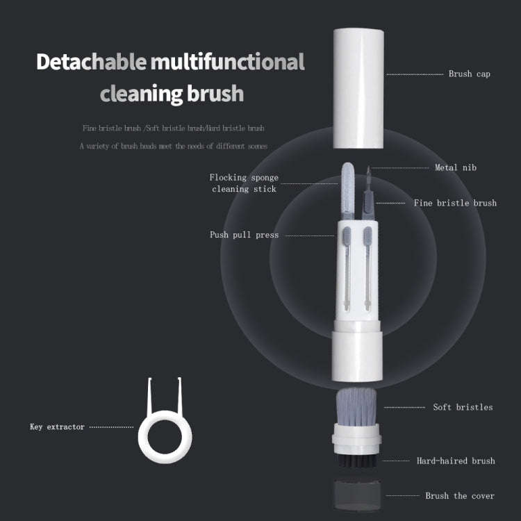 SYT-05 6-in-1 Bluetooth Earphone Clean Pen Brush Computer Keyboard Cleaning Tool