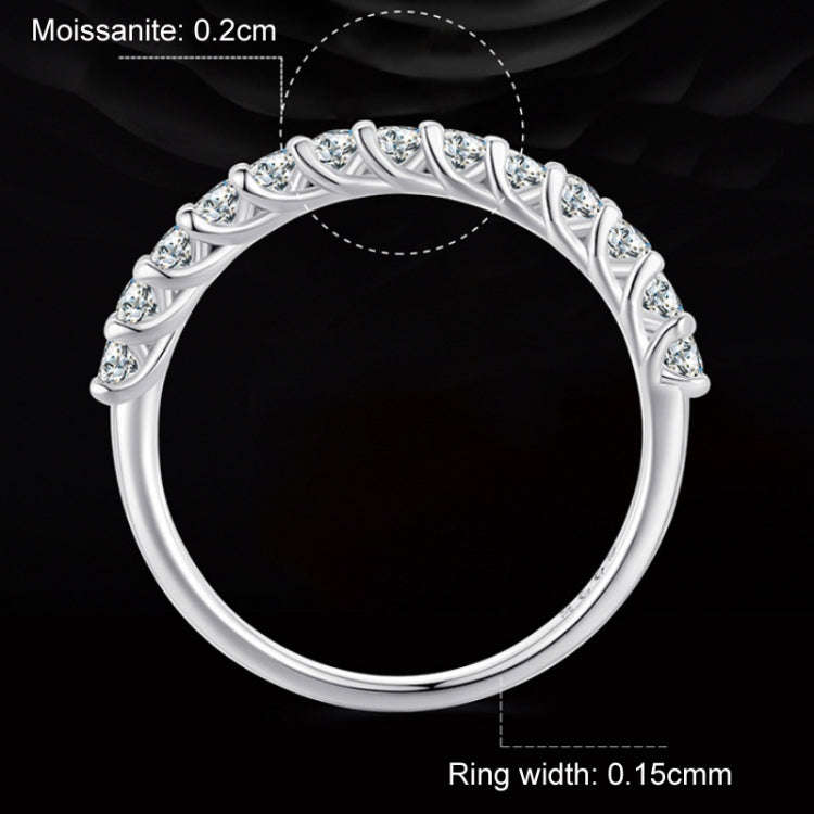 Sterling Silver S925 Plated Plated Row Moissanite Ring, MSR014-A