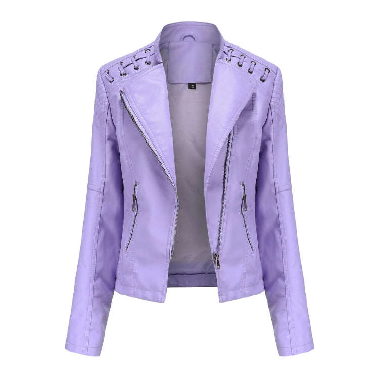 Women Short Leather Jacket Slim Jacket Motorcycle Suit, S, M, L, XL