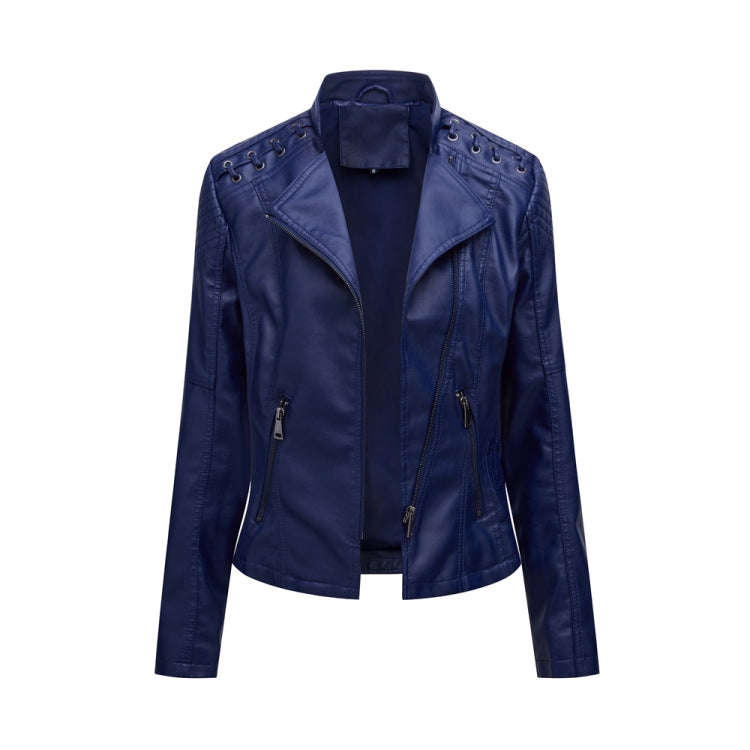 Women Short Leather Jacket Slim Jacket Motorcycle Suit, S, M, L, XL