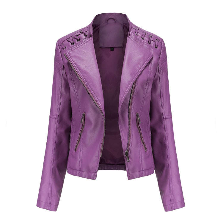 Women Short Leather Jacket Slim Jacket Motorcycle Suit, S, M, L, XL