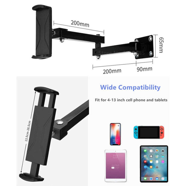 Wall Mount Tablet Cell Phone Stand Long Arm Stretchable Holder for 4-13 inch Devices, Stretchable...