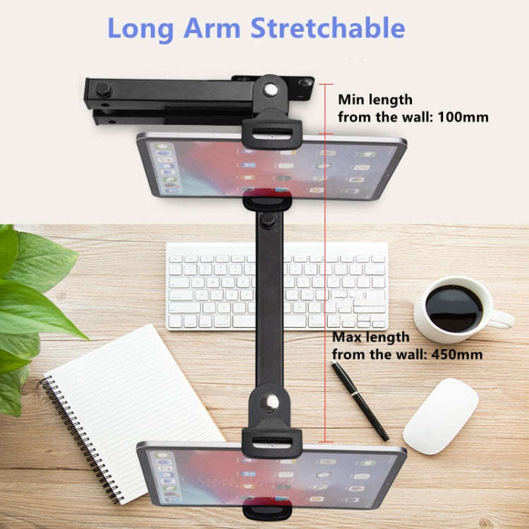 Wall Mount Tablet Cell Phone Stand Long Arm Stretchable Holder for 4-13 inch Devices, Stretchable...