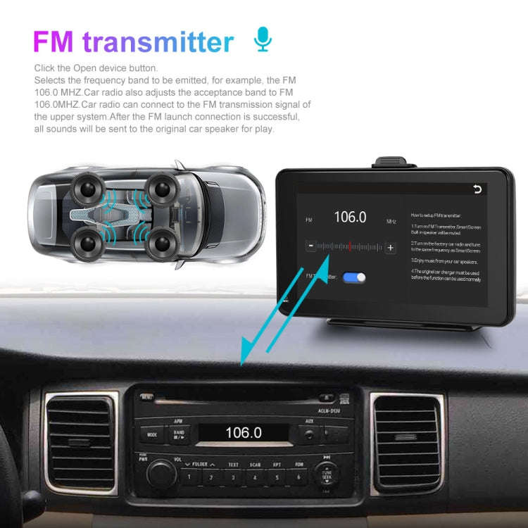 A3135 7 Inches HD Wired Smart Screen With Wireless CarPlay + Android Auto + Android, Without Came...