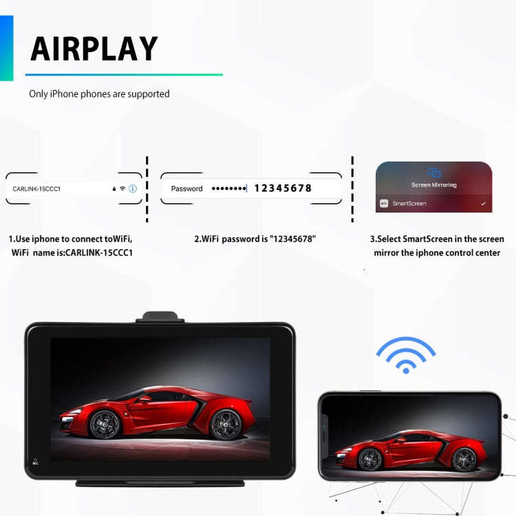 A3135 7 Inches HD Wired Smart Screen With Wireless CarPlay + Android Auto + Android, Without Came...