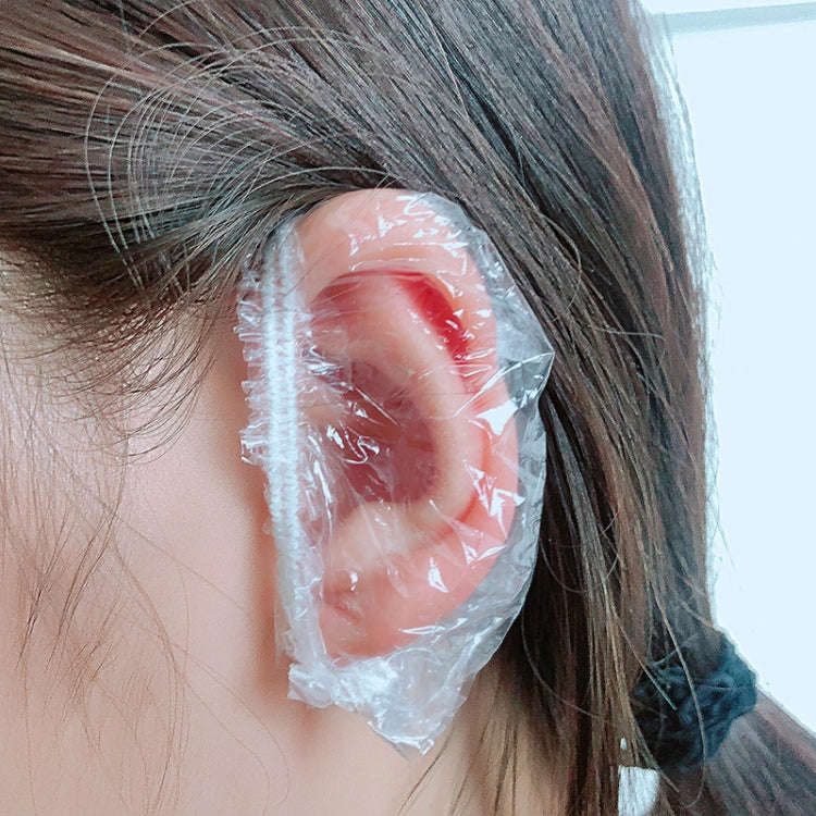 100pcs /Pack Ears Disposable Waterproof Earmuffs Hair Dyeing Bathing Beauty Waterproof Earmuffs, ...