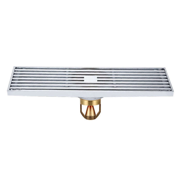 8x30cm Extended Full Copper Strip Floor Drain, Style:, K8034 Chrome Plated+Black Straight Row, K8...