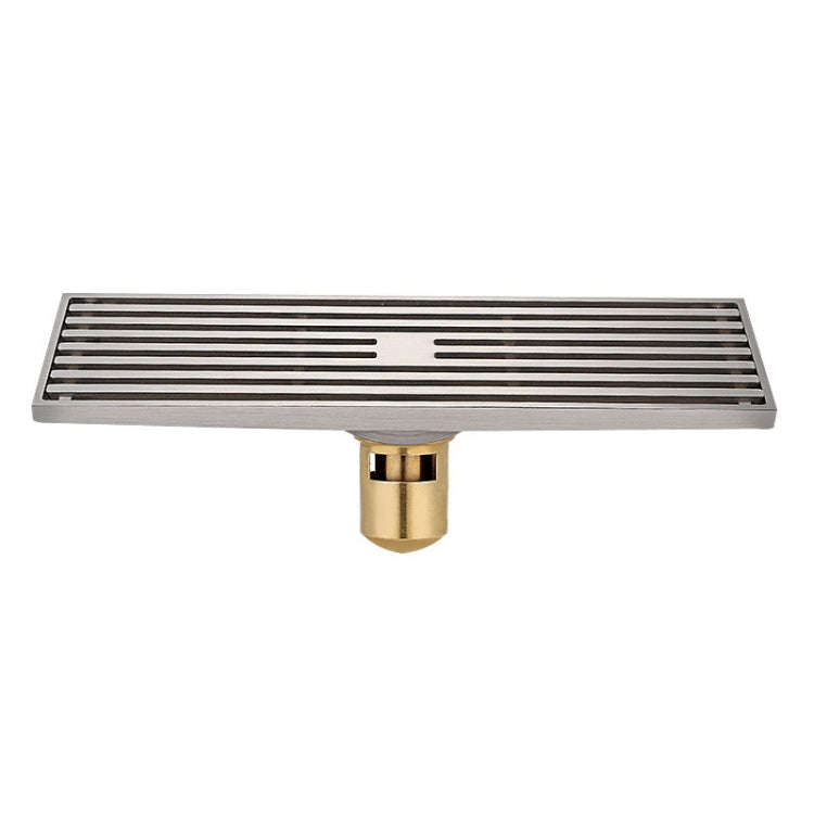 8x30cm Extended Full Copper Strip Floor Drain, Style:, K8034 Chrome Plated+Black Straight Row, K8...