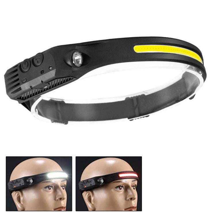 USB Rechargeable Motion Sensor Headlamp COB Outdoor Fishing Flashlight, W689-1 Red+White Light, W...