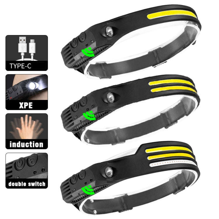 USB Rechargeable Motion Sensor Headlamp COB Outdoor Fishing Flashlight, W689-1 Red+White Light, W...