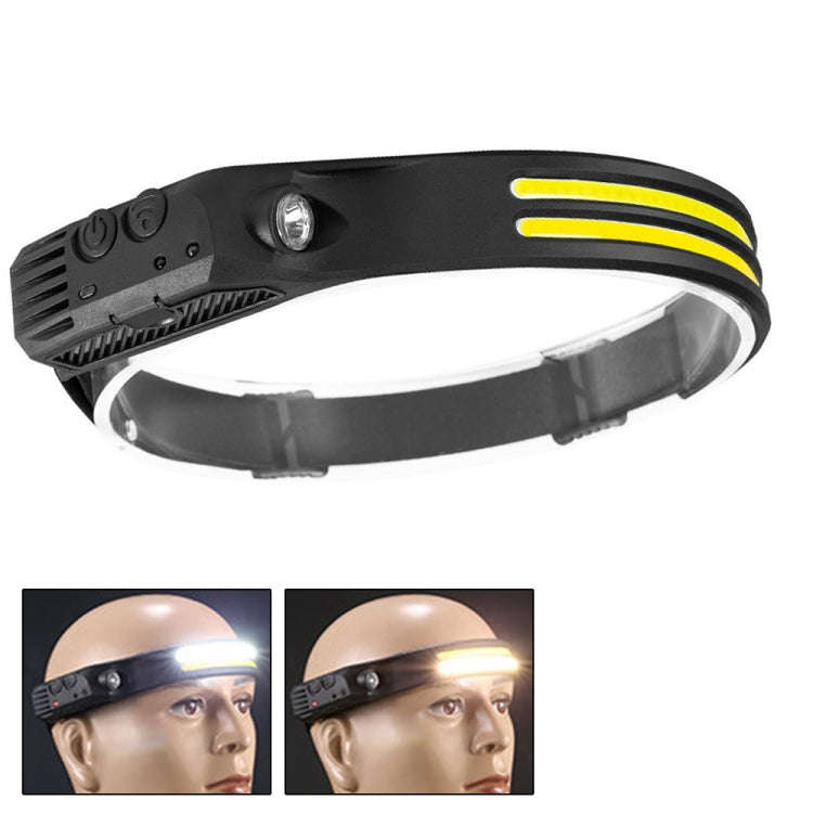 USB Rechargeable Motion Sensor Headlamp COB Outdoor Fishing Flashlight, W689-1 Red+White Light, W...